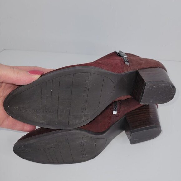 Franco Sarto Greco Ankle Boots Burgundy Suede Leather Zip Booties Womens SZ 6.5 - Picture 11 of 12
